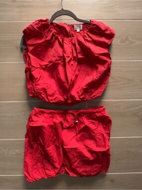 Cynthia Rowley Red Two-Piece Crop Top and Skirt Set